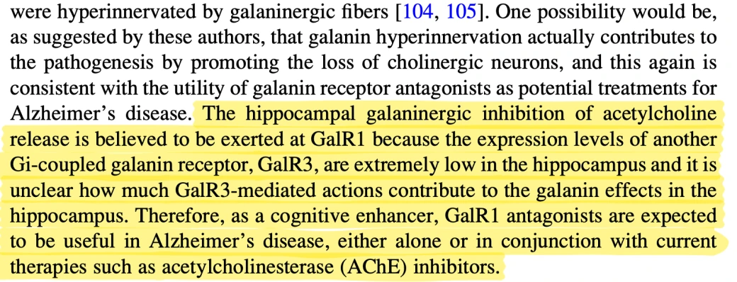 Galanin receptor expression in the brain